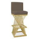 Ver imagem 2 de Banqueta Alta Área Gourmet Cozinha Restaurante Bar Base de Metal Dourado Suede Capuccino Eli Móveis