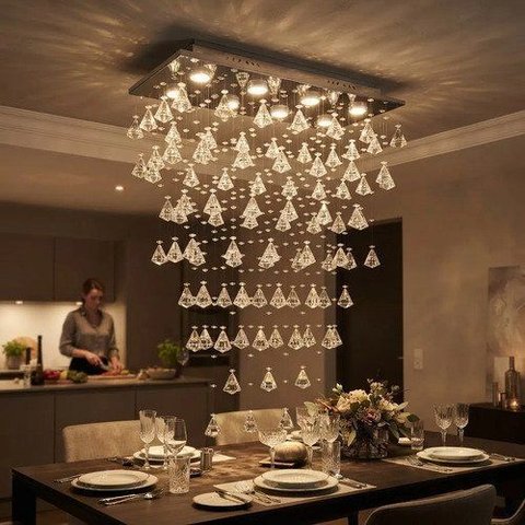 Lustre Cristal Pião Retangular 60x 30x 85cm Alt