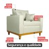Poltrona Sofa Benny Linho Bege com Almofada Base de Madeira Castanho - Arkell - 6