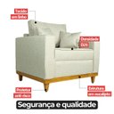 Ver imagem 6 de Poltrona Sofa Benny Linho Bege com Almofada Base de Madeira Castanho - Arkell