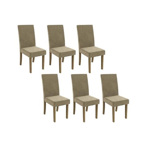 Cadeira de Cozinha 2cad131fr Kit 6 Un Freijo/suede Deluxe Bege - Kappesberg
