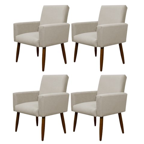 Kit 4 Poltronas Decorativa Sala e Quarto Nina Suede Herrero:bege