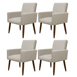 Kit 4 Poltronas Decorativa Sala e Quarto Nina Suede Herrero:bege - 1 Kit 4 Poltronas Decorativa Sala e Quarto Nina Suede Herrero:bege - 1