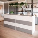 Ver imagem 1 de Balcões para Recepção Atendimento Escritório 240 Cm F5 Cor:cinza Sagrado com Branco