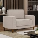 Ver imagem 2 de Poltrona Decorativa Sala de Estar Living Pés Madeira Viso M03 Linho Cru - Lyam Decor