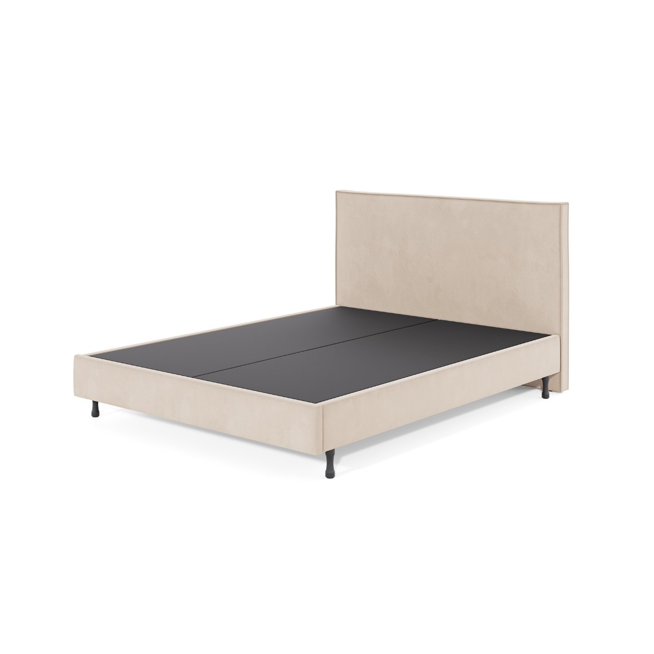 Cama Casal One C/ Cabeceira Moderna Robusta C/ Pé Eucalipto:bege