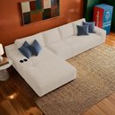 Ver imagem 1 de Sofá Evo 3,40m Molas Ensacadas com Chaise Lounge Esquerda Velourê Bege Cama Inbox