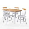 Mesa de Jantar Udine com 4 Cadeiras Branco e Natural 160x80 - 1