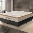 Ver imagem 1 de Cama Box Preta + Colchão King Size Mendoza Molas Ensacadas Pillow Top 193x203x71cm - Extra Macio