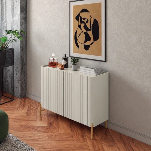Buffet Bend 99 cm Porta Frisada Incolar Luna com Pé Dourado