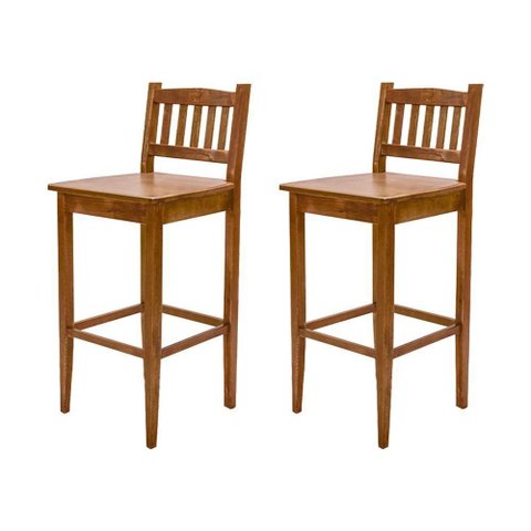 Kit 2 Banquetas Gourmet Rústica para Restaurantes em Madeira Maciça Bh - Natural - Bege