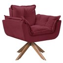 Ver imagem 1 de Poltrona Opala Giratória Madeira Suede Bordô