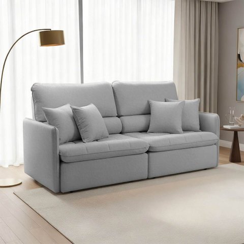 Sofá 3 Lugares Retrátil Reclinável 194cm Adams Linho K01 - D'rossi