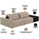 Ver imagem 7 de Sofá Ilha Modular para Sala 232cm com Puff Dublin K01 Linho Bege e Sintético Preto - Lyam Decor
