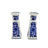 Castiçal Azul E Branco 15x6cm Candelabro Porcelana Kit 2pc - 1