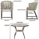 Ver imagem 2 de Mesa com 4 Cadeiras de Jantar Roma 100cm e Noronha em Aluminío Marrom Corda Nautica Estofado 6 Trama