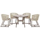 Ver imagem 1 de Mesa com 4 Cadeiras de Jantar Roma 100cm e Noronha em Aluminío Marrom Corda Nautica Estofado 6 Trama