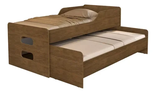 Ver imagem 4 de Cama Solteiro Elis Castanho - Com Auxiliar 100% Mdf - Basoto