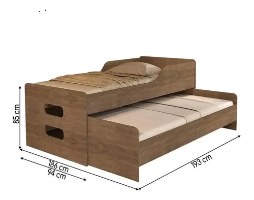 Cama Solteiro Elis Castanho - Com Auxiliar 100% Mdf - Basoto - 2