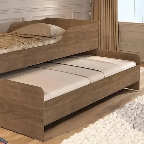 Cama Solteiro Elis Castanho - Com Auxiliar 100% Mdf - Basoto - 3