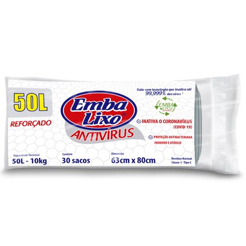Saco de Lixo Antivírus 50L com 30 Unid. Embalixo