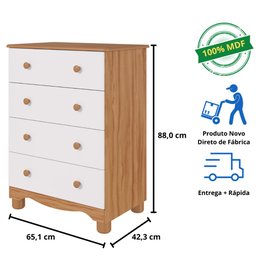 Quarto Bebê Completo Guarda Roupa Uli 2 Portas C/ Prateleiras Gaveteiro 4 Gavetas 100% Mdf - 6