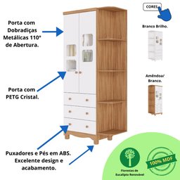 Quarto Bebê Completo Guarda Roupa Uli 2 Portas C/ Prateleiras Gaveteiro 4 Gavetas 100% Mdf - 7