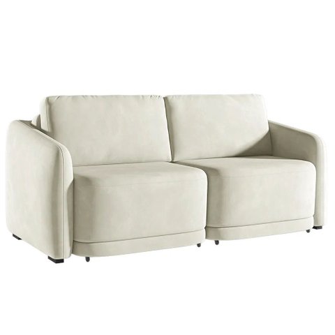 Sofá Cama Modulado Retrátil e Reclinável Decorativo Varsóvia 176cm Veludo Bege G33 - Gran Belo