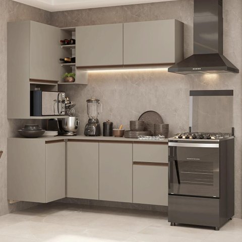 Armário de Cozinha Completa de Canto 265 Cm Suspensa Nice Madesa 06
