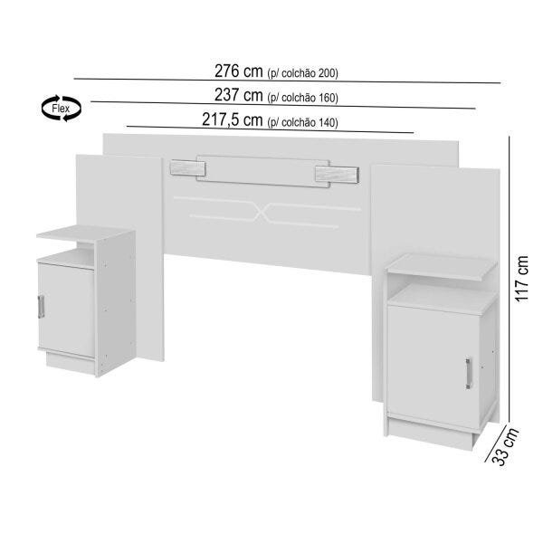 Cabeceira para Cama Box 2 Mesa de Apoios Flex Valeria Carmolar - 4