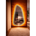 Ver imagem 3 de Espelho Orgânico Grande Lapidado Led 3 Cores Touch Corpo Inteiro 150x75 com Suporte Bella