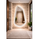 Ver imagem 2 de Espelho Orgânico Grande Lapidado Led 3 Cores Touch Corpo Inteiro 150x75 com Suporte Bella