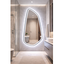 Ver imagem 1 de Espelho Orgânico Grande Lapidado Led 3 Cores Touch Corpo Inteiro 150x75 com Suporte Bella