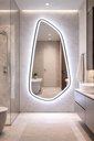 Ver imagem 1 de Espelho Orgânico Grande Lapidado Led 3 Cores Touch Corpo Inteiro 150x75 com Suporte Bella