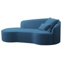 Ver imagem 1 de Divã Recamier Curvo Sala de Estar Inglaterra Lado Esquerdo 180cm Linho Azul Royal - Incasa Decor