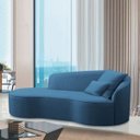 Ver imagem 2 de Divã Recamier Curvo Sala de Estar Inglaterra Lado Esquerdo 180cm Linho Azul Royal - Incasa Decor