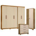Ver imagem 1 de Guarda Roupa Casal San Diego com Cômoda 4 Gavetas New e Armário Multiuso Versatile Carvalho