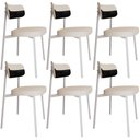 Ver imagem 1 de Kit 06 Cadeiras Estofada para Sala de Jantar Astrid Branco C01 Linho Palha Courino Preto - Lyam Deco
