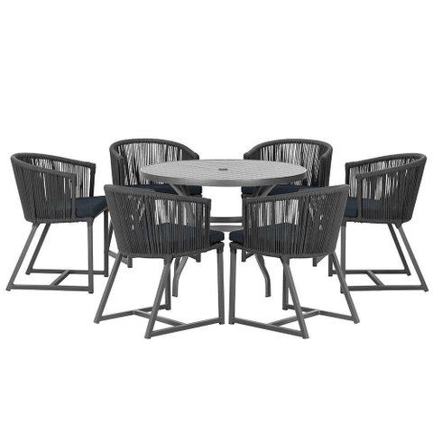 Mesa e 6 Cadeiras e Noronha Preto E12 Trama Original Preto