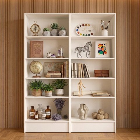 Kit 2 Estantes Multiuso Livreiro 5 Prateleiras 182x87cm Loja Casa Escritório Expositor Liz