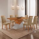 Ver imagem 1 de Mesa de Jantar Aster 180 cm Tampo MDF Laminado Canto Copo com 6 Cadeiras Aline