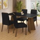 Ver imagem 1 de Conjunto Sala de Jantar Mesa Tampo de Vidro 4 Cadeiras Rustic/preto/oxford Porto Madesa