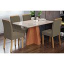 Ver imagem 1 de Conjunto: Mesa de Cozinha Maitê Tampo Madeirado C/ Vidro 130x80cm e 4 Cadeiras Juliana Cinamomo/off
