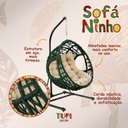Ver imagem 3 de Poltrona Ninho em Aço e Corda Náutica Verde Pataxó com Suporte e Almofada Tecido Bege
