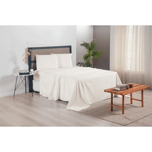 Jogo de Lençol Completo Casal Padrão Versatile Ponto Palito 4 Peças Micropercal 300 Fios Palha