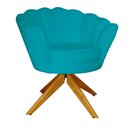 Ver imagem 1 de Poltrona Decorativa Pétala Pés Madeira Giratório Suede Azul Turquesa - Ds Estofados