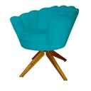 Ver imagem 3 de Poltrona Decorativa Pétala Pés Madeira Giratório Suede Azul Turquesa - Ds Estofados