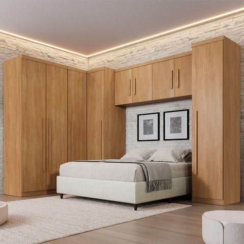 Guarda Roupa Modulado Dallas 9 Portas 3 Gavetas MDP Cinamomo Benetil Móveis 519,5cm