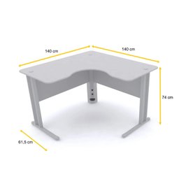 MESA EM L P/ ESCRITÓRIO 140X140 PANDIN MAXXI - CINZA ETP1414 - 2