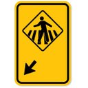 Ver imagem 1 de Placa Passagem de Pedestres Faixa Elevada Seta Esquerda A-32b Resolução Contran Nº 180 180/2005